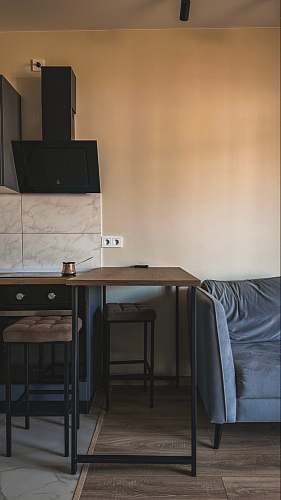 Барный стул Лофт кожзам темно-серый / черный матовый фото покупателя 64