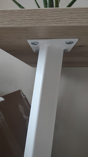 Стеклянный стол Фостер 120(160)х120х76 серый мрамор / черный фото покупателя 22