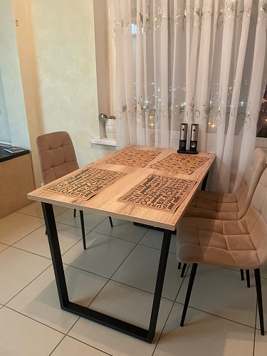 Стеклянный стол Фостер 120(160)х120х76 серый мрамор / черный фото покупателя 76