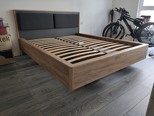 Двуспальная кровать Клауд 160х200 парящая дуб крафт золотой / антрацит фото покупателя 271