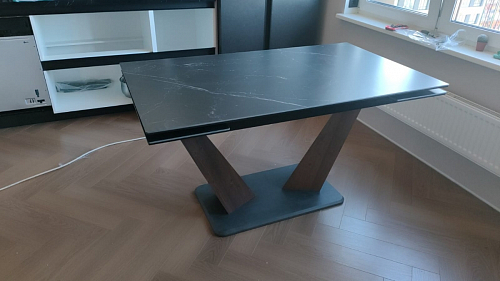 Керамический стол Кели 140(200)х80х76 дуб монтана / белый фото покупателя 4