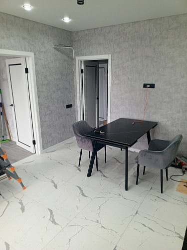 Керамический стол Норман 140(200)х80х75 белый мрамор alpin white / черный фото покупателя 30