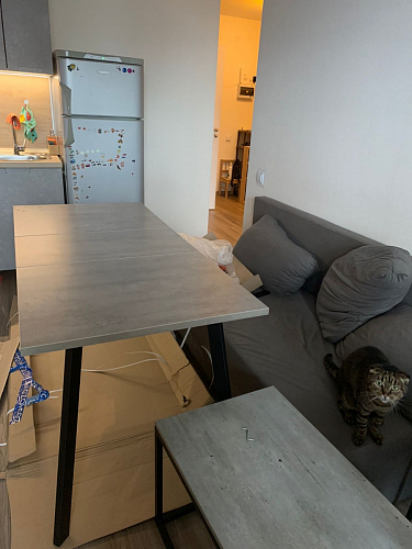 Деревянный стол Колон Лофт 120(160) х 75 черный матовый / бетон фото покупателя 59