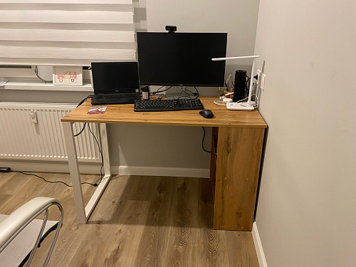 Письменный стол Битти Лофт 116х60х75 дуб вотан / белый матовый фото покупателя 32