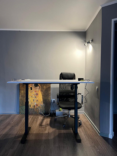 Компьютерный стол Маркос с механизмом подъема 140х80х75 белый / вотан дуб фото покупателя 26