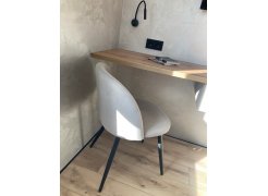 Стул на металлокаркасе Gabi 1 бежевый / черный с серебряными наконечниками фото покупателя 238