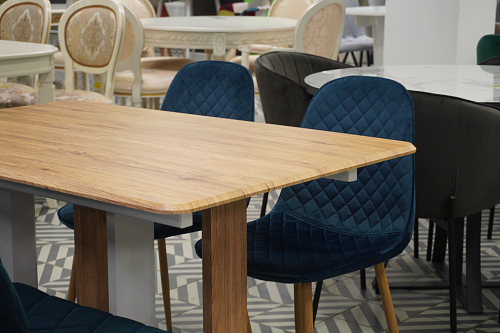 Стол на тумбе Санса белый / белая шагрень / грей из шоурума 2