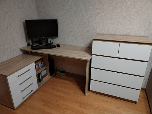 Компьютерный стол КСТ-109П правый дуб сонома / белый фото покупателя 104