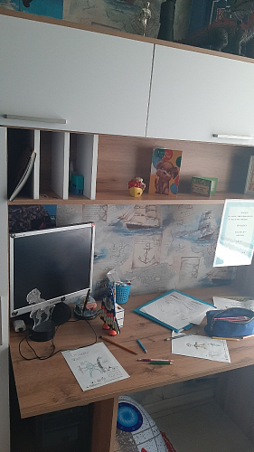 Письменный стол Лайт 03.243 дуб золотой (craft) / белый премиум фото покупателя 99