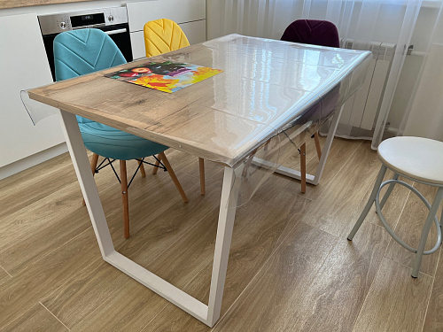 Деревянный стол Барон О 200 х 90 белая пленка шагрень / черный фото покупателя 4