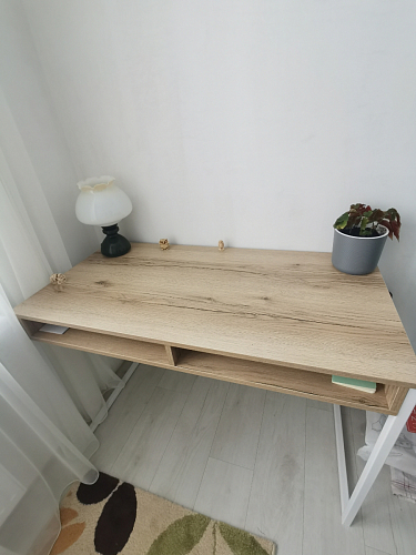 Письменный стол Леон Лофт дуб делано светлый / белый матовый фото покупателя 167