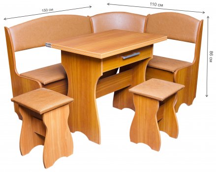 Кухонный уголок Елена-7 ольха / кожзам персик