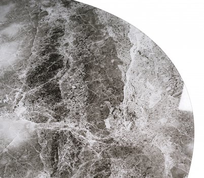 Стеклянный стол Алингсос 100(140)х100х76 мрамор серый / черная шагрень