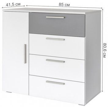 Комод Локи 08.141 белый премиум / серый шифер